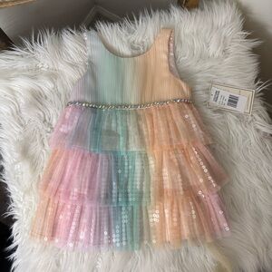 Couture Princess Rainbow Sequin Tulle Dress Size 24M